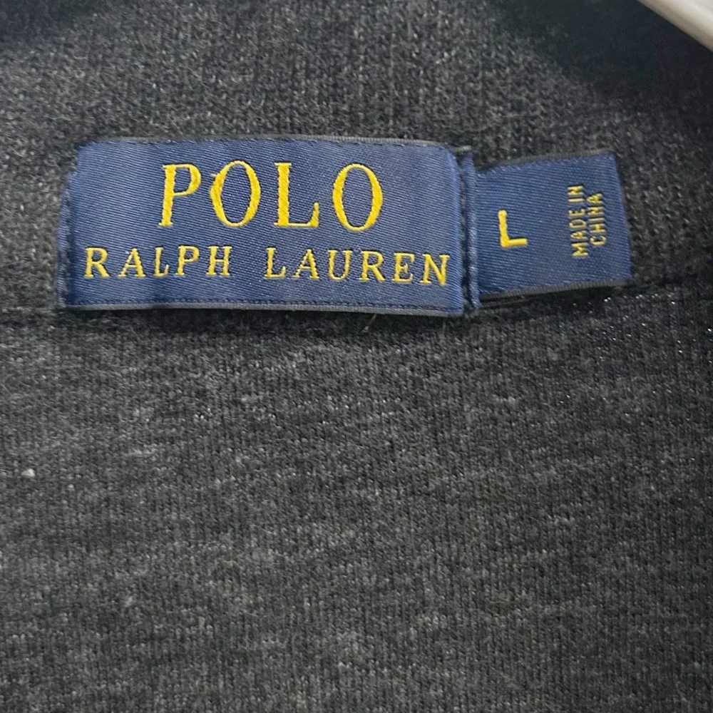 Polo Ralph Lauren Men Charcoal Gray 1/4‎ Zip Mock Neck Long Sleeve Shirt Size L